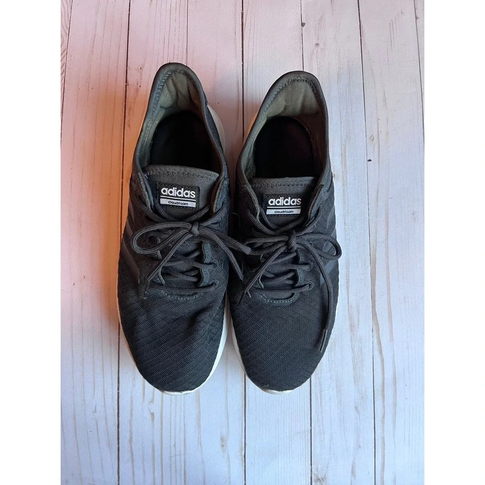 Adidas Cloudfoam QT Flex Womens Lightweight Knit Mesh Sneakers Black White 8.5